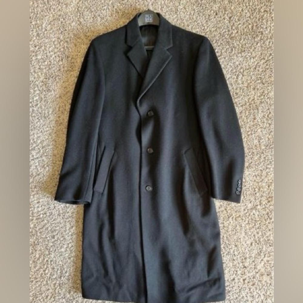 Joseph A Bank Black Topcoat 40L